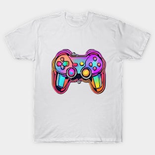 Vibrant Neon Game Controller Art No. 558 T-Shirt